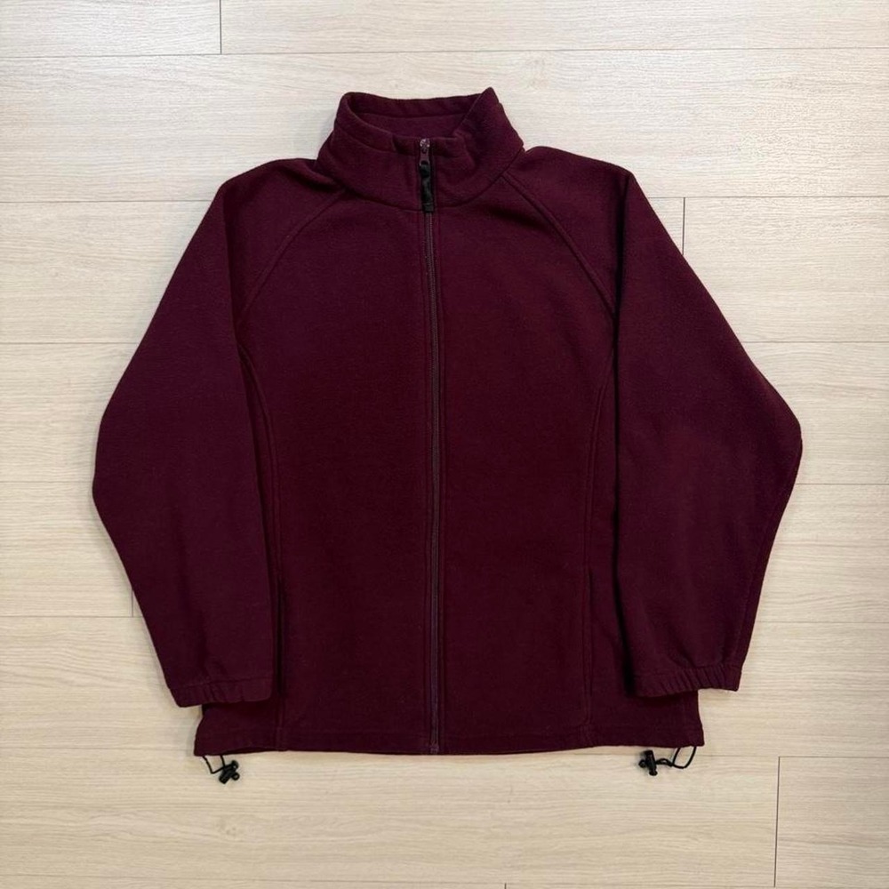 Y2K Maroon Lightweight Full Zip Fleece Jacket Womens Size Large